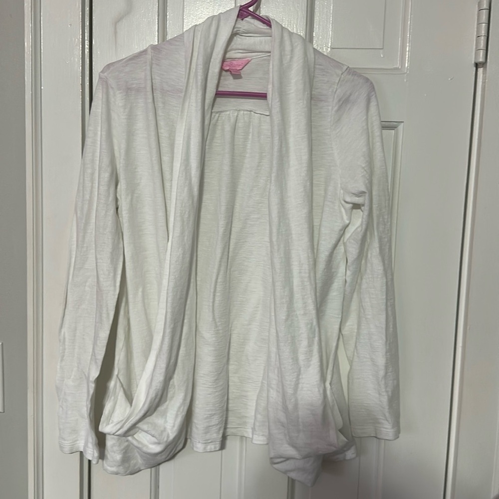 Lilly Pulitzer white Cardigan with pockets size large